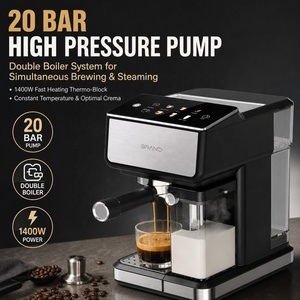 Machine à expresso à chauffage instantané à double chaudière, 20 bars, 1400W, pour usage commercial et domestique, avec réservoir à lait de 750 ml - Product Image 3