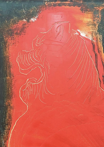 Peinture à l'huile impressionniste peinte à la main, <span class=keywords><strong>Lion</strong></span> gardien chinois <span class=keywords><strong>rouge</strong></span>, <span class=keywords><strong>Lion</strong></span> oriental porte-bonheur original, Art mural sur toile texturée - Product Image 5