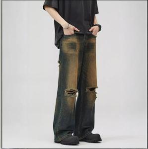ผู้จัดจำหน่ายแบรนด์ต่างประเทศ --- กางเกงยีนส์ทรงตรงแบบขาดสไตล์ย้อนยุคยุโรปและอเมริกา - Product Image 5