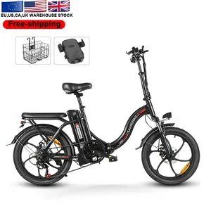 Almacén DE LA UE stock 20 pulgadas señora estilo cómodo pequeño MOQ plegable trasero portador eléctrico City Bike