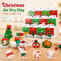 Kit d'art en argile sur le thème de Noël avec outils, ensemble d'argile à séchage à l'air pour Noël, ensemble de pâte à modeler pour Noël