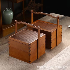 Caja de Madera de Bambú Estilo Chino, Rectangular, con Múltiples Compartimentos y Tapa, Caja de Almacenamiento de Escritorio, Color Retro, Caja de Regalo Artesanal de Madera Maciza - Product Image 3