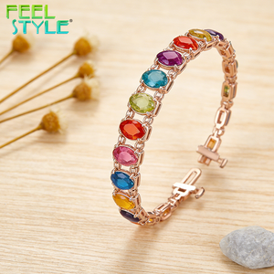 Pulsera de Acero Inoxidable 316 con Baño de Oro PVD Grueso, Diseño de Lágrima Arcoíris con Zirconia, Cadena y Brazalete Personalizables, Resistente al Deslustre - Product Image 1