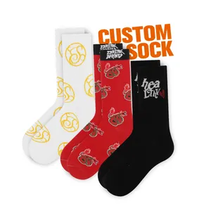 FREE DESIGN MOCKUP Custom Made Logo Men Sock Customized Cotton Crew Casual Sock For Men