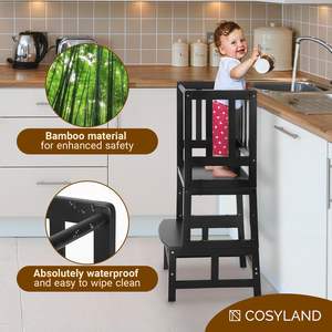 Tabouret de cuisine pour enfants avec rail de sécurité Tour d'apprentissage en <span class=keywords><strong>bois</strong></span> de bambou pour les tout-petits de <span class=keywords><strong>18</strong></span> <span class=keywords><strong>mois</strong></span> et plus - Product Image 4