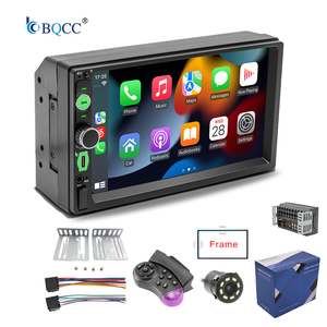 BQCC 2 Din pano araba radyo CD çalar ayna bağlantı geri kamera FM USB AUX dokunmatik ekran medya Stereo F7010C için - Product Image 1