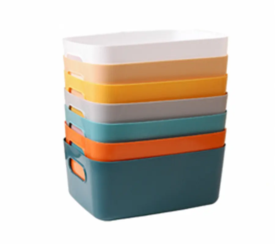 Colorful Storage Baskets with Handles, Stackable Cupboard Organizer for Bathroom, Bedroom, Office, School and Home