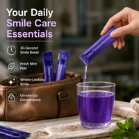 Bain de bouche portable violet personnalisé avec logo, emballage individuel pour l'hygiène personnelle partout