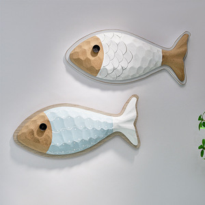 Mediterranean Style Wooden 3D Fish <b>Wall</b> <b>Decor</b> White And Light Blue For Children's Rooms Home Decoration - Product Image 1