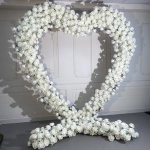 Commercio all'ingrosso cuore fiore sfondo ad arco a forma di cuore a forma di cuore artificiale arco fiore rosa rossa arco decorazione di nozze - Product Image 6