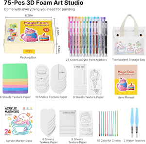 Kit de peinture en mousse magique 3D de 75 pièces - Ensemble d'art gonflé à faire soi-même, fournitures scolaires et cadeau créatif pour enfants - Product Image 1