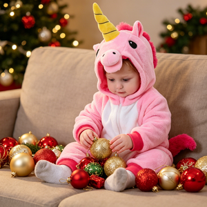 Tuta in pile rosa <span class=keywords><strong>unicorno</strong></span> per bambini, abbigliamento autunnale/invernale per Halloween, Carnevale, spettacoli teatrali e costumi cosplay - Product Image 5
