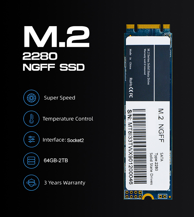 Fabrika Fiyatı M.2 SATA NGFF SSD 1TB 512GB 256GB 128GB Hard Disk