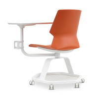 Chaise de conférence moderne pliable pour tablette, idéale pour les étudiants (école/collège), hôpitaux, usage domestique ou bureautique, avec siège pivotant en plastique et espace de rangement pour tablette