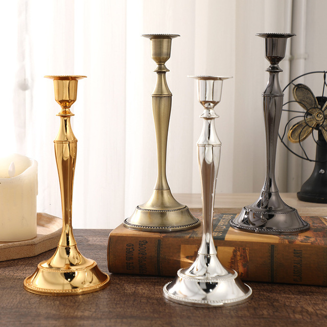 European Style Dinner Gift Vintage Romantic Home Decoration Wedding Candlelight Zinc Alloy Candle Holder