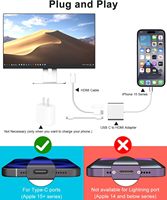 iPhone-Adapter USB-C zu HDTV für iPhone 15/16 MacBook iPad mit Schnellem HD-MI PD-Laden - Nicht Lightning