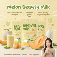 Poudre de Collagène Premium Personnalisée OEM/ODM pour Boissons Lactées Beauté au Collagène, Saveurs Melon et Fraise