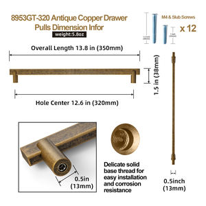 Goo-Ki 8953 из цельного сплава цинка тонкая Античная латунная ручка для шкафа, выдвижной ящик, для комода, спальни и ванной комнаты, кухонное оборудование - Product Image 6