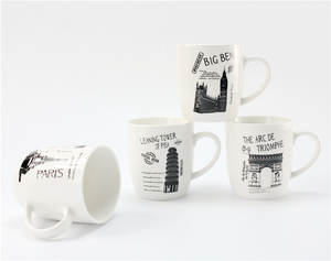 Taza de café de té de cerámica blanca de América del Sur de Europa nórdica con edificios famosos Torre inclinada Pisa Big Ben viene caja de regalo - Product Image 2
