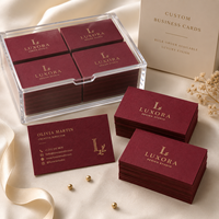 Cartes de visite de luxe personnalisées, impression sérigraphique, carton, encre dorée, design personnalisé de forme spéciale rouge premium - Cartes de remerciement pour petites entreprises