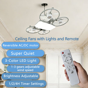 Ventilador de Techo LED Moderno de 3 Velocidades con Lámpara, Control Remoto, 4 Aspas de ABS, 4100K, para Sala de Estar, Estilo Escandinavo, Motor AC/DC, Regulable - Product Image 2