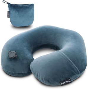 Oreiller de voyage gonflable Keemall pour <span class=keywords><strong>avion</strong></span>, train, voiture, avec housse lavable, en forme de U, pour la sieste au bureau - Product Image 1
