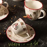 Mug à café en porcelaine émaillée couleur unie de Noël, bord doré en relief, compatible lave-vaisselle et micro-ondes, design personnalisable pour