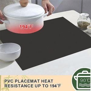 Napperon noir en cuir PVC Rectangulaire 33x46cm Tapis de table pour table à manger - Product Image 2