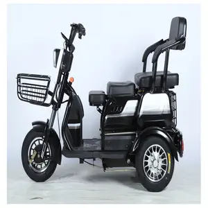 Bike Electric Tricycle Three Wheels Electric Bicycles 30-45KM, With Child Seat Electric Folding Bicycle Adults