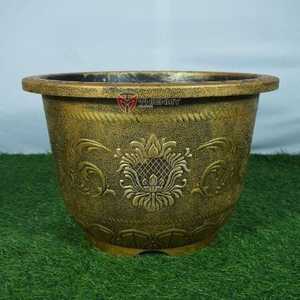 Pot rond en cuivre et plastique de haute qualité, léger, durable, design moderne, grand pot en plastique pour plantes d'intérieur - Product Image 2