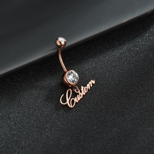 <span class=keywords><strong>Piercing</strong></span> all'<span class=keywords><strong>Ombelico</strong></span> Personalizzato Qiuhan ODM in Acciaio Chirurgico Dorato con Zirconi, Gioielli per il Corpo Hip Hop, Anelli per <span class=keywords><strong>Ombelico</strong></span> Personalizzati, Regalo - Product Image 2