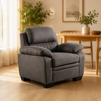 Canapé et fauteuil en lin gris de style scandinave Frank pour salon d'appartement