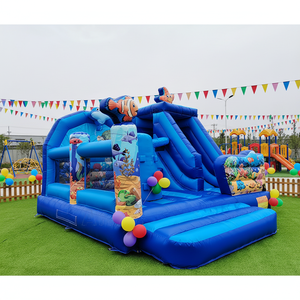 <span class=keywords><strong>Castillo</strong></span> Inflable Azul con Tobogán, Diseño de Mundo Submarino, para Niños, Uso Comercial, en Venta - Product Image 3