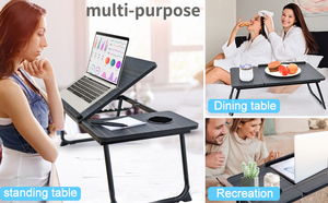 Table pliante portable pour ordinateur portable avec porte-gobelet, bande antidérapante et angle de table réglable - Product Image 6