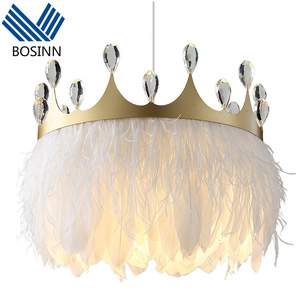 Lampadari a sfera con corona di cristallo con piume di struzzo lampada da <span class=keywords><strong>soffitto</strong></span> con nappe paralume decorativo da Bar - Product Image 4