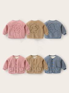 Veste d'hiver d'automne pour garçon Veste épaissie en coton polaire et doublure en fourrure <span class=keywords><strong>Sherpa</strong></span> Décorée Top Warm Boy's Animal Pattern vestes pour enfants - Product Image 6