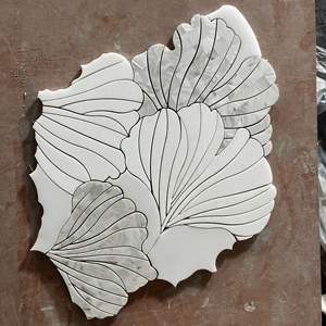 Mosaïque en <span class=keywords><strong>marbre</strong></span> blanc de Carrare et <span class=keywords><strong>marbre</strong></span> noir découpée au jet d'eau avec revêtement auto-adhésif résistant à l'eau - Product Image 6