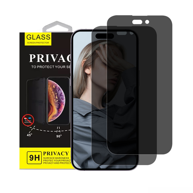 Hot Sale 2 Pack HD Anti Spy Privacy Tempered Glass Screen Protector Guard for iPhone 11 12 13 14 15 Pro Max Plus