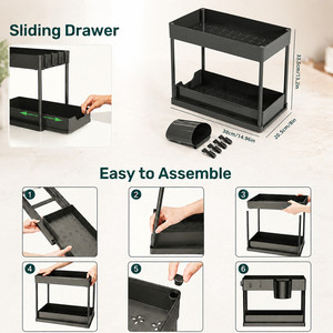 Organisateur sous évier à 2 niveaux, <span class=keywords><strong>étagère</strong></span>s coulissantes pour rangement sous évier, support de rangement pour <span class=keywords><strong>cuisine</strong></span> et salle de bain - Product Image 5