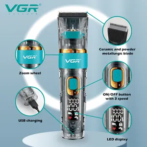 VGR V-695 Whole Body Washable Cordless Rechargeable Transparent Men Hair Trimmer And Hair Clipper With Ceramic And Powder Blade