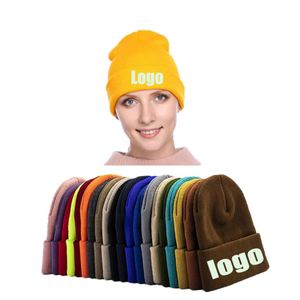 High Quality Promotion Beanie Women Winter Knit Acrylic Beanie <b>Hat</b> with Custom Embroidered Logo - Product Image 1