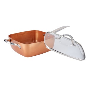 Ensemble de Chef à Induction carrée en cuivre, pour induction, couvercle en verre, support à vapeur, 9.5 pouces, 4 pièces - Product Image 6