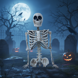 Décoration de jardin squelette d'Halloween en plastique avec articulations mobiles, accessoire effrayant pour maison hantée, pour fête d'Halloween intérieure et extérieure - Product Image 4