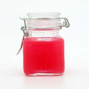 Độc đáo 50ml Swing Top lọ thủy tinh thủy tinh nhỏ rõ ràng vuông lọ thủy tinh với Swing Top cho Nut Sauce mứt thực phẩm lưu trữ container - Product Image 4
