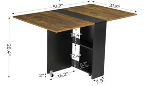 Mesa <span class=keywords><strong>de</strong></span> Cocina Plegable <span class=keywords><strong>de</strong></span> Madera con 6 Ruedas y Estante <span class=keywords><strong>de</strong></span> Almacenamiento <span class=keywords><strong>de</strong></span> 2 Niveles, Mesa <span class=keywords><strong>de</strong></span> <span class=keywords><strong>Comedor</strong></span> Plegable que Ahorra Espacio, Más Vendida - Product Image 2