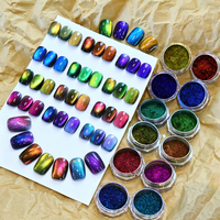 Pigment magnétique effet œil de chat à forte alignement, pigment magnétique effet caméléon avec effet néon galaxie hyper-évolutive pour le nail art