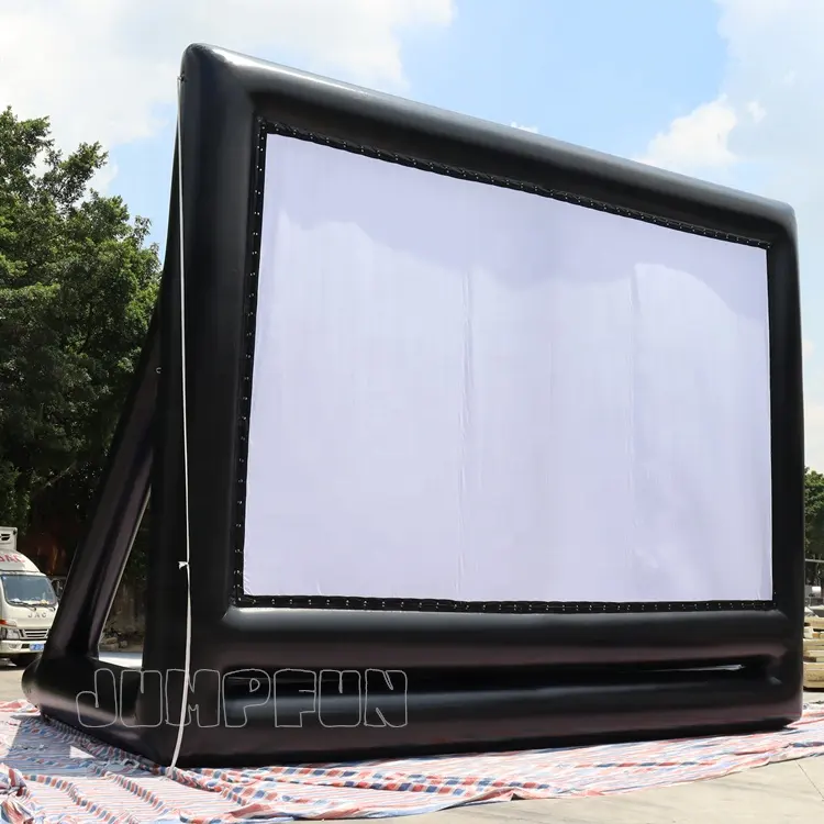 Tela inflável exterior grande 10 por 8 metros, tela de filmes inflável apertada, cinema aberto grande