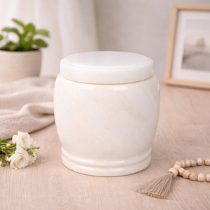 Urna Cineraria in Marmo Bianco Direttamente <span class=keywords><strong>dalla</strong></span> Fabbrica, Design Europeo Durevole, Contenitore per Ceneri di Adulti per Funerali Interni - Product Image 6