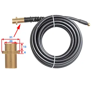 10M 15M 20M Cống Thoát Nước Xả Nước Làm Sạch Hose Cho Karcher K2 K3 K4 K5 K6 K7 Máy Rửa Áp Lực, Có 4 Orifices Vòi Phun Brass