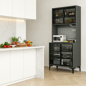 Mueble de Cocina Moderno para Comedor, MDF Ecológico, 6 Cajones, 6 Estantes, Botellero Integrado - Product Image 1